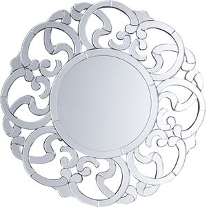 Wandspiegel zilver MDF plaatglas rond 70 cm glamour