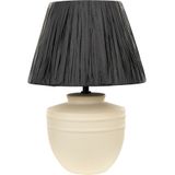 Tafellamp beige zwart keramiek 44 cm natuurlijke papieren lampenkap nachtlamp woonkamer slaapkamer verlichting