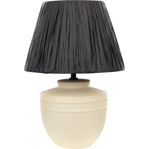 Tafellamp beige zwart keramiek 44 cm natuurlijke papieren lampenkap nachtlamp woonkamer slaapkamer verlichting