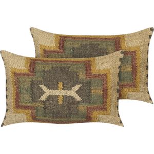 PULICAT - Sierkussen set van 2 - Multicolor - 30 x 50 cm - Jute