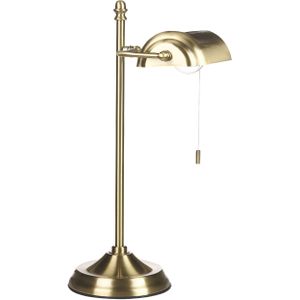 Tafellamp goud metalen basis lampenkap verstelbaar trekschakelaar retro stijl kantoor bureaulamp