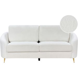 Driezitsbank wit bouclé gestoffeerd gouden poten loveseat 2-zits retro stijl glamour woonkamer