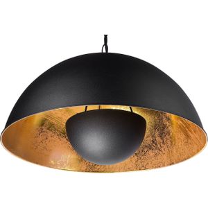 Plafondlamp zwart metaal 158 cm hanglamp koepel tweekleurige lampenkap ketting industrieel