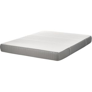 Schuimmatras wit met grijs tweepersoons 160 x 200 cm stevig hard afneembare hoes polyester slaapkamer accessoires