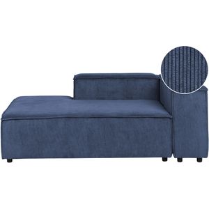 Chaise longue blauw corduroy bekleding synthetische poten rechtszijdig modern woonkamer ontwerp