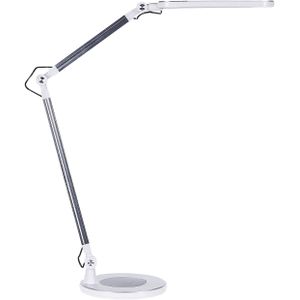 Bureau lamp metaal aluminium zilver met voet dubbel dimmende touch schakelaar licht kantoor studie modern