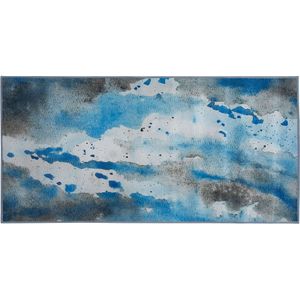 BOZAT - Laagpolig vloerkleed - Blauw - 80 x 150 cm - Polyester