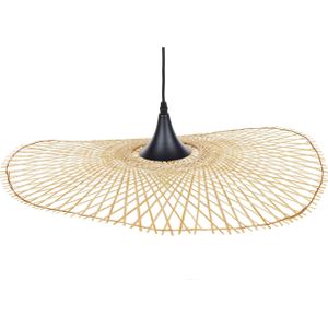 Hanglamp licht hout bamboe ovale schaduw 60 cm hangende plafondlamp