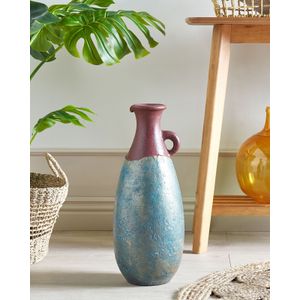 Beliani VELIA - Decoratieve vaas - Blauw - Terracotta