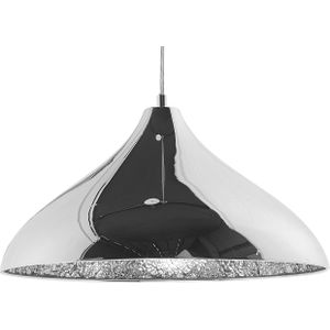 Plafondlamp hanglamp zilver met gebarsten glas