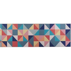 Tapijt Loper Meerkleurig Polyester 80 x 240 cm Geometrisch Patroon Anti-slip Laag Modern Gang Vloerkleed