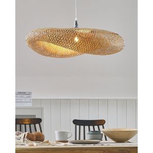 Boho hanglamp bamboe hout één licht eetkamer licht hout Boyne