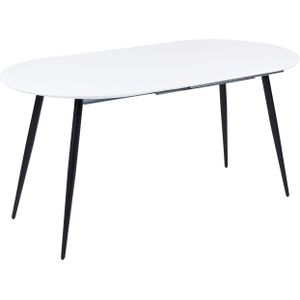 Eettafel wit MDF zwarte stalen poten 120/160 x 80 cm uitschuifbaar tafelblad modern ontwerp