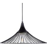 Hanglamp zwart met zwarte draad open lampenkap metaal industrieel ontwerp