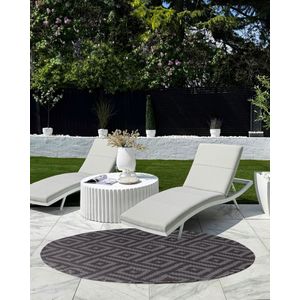 Modern rond vloerkleed voor binnen en buiten geometrisch patroon 160 cm zwart en grijs Ajmer
