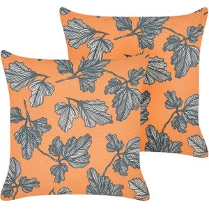 SPIREA - Sierkussen set van 2 - Oranje - 45 x 45 cm - Polyester