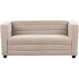 Bank taupe stof polyester bekleding zwarte poten 2-zits loveseat dik gevuld moderne stijl woonkamer meubels