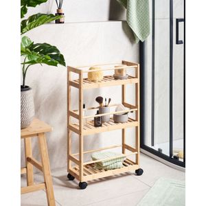 Badkamer trolley kast rek bamboehout 3-laags opbergmeubel lichtbruin Quintay
