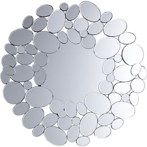 Wandspiegel zilver glas MDF rond 70 cm glamour