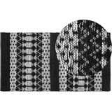 Vloerkleed zwart/beige leer katoen 80 x 150 cm modern handgeweven
