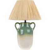 Tafellamp groen met wit keramiek 53 cm natuurlijke papieren lampenkap nachtlamp woonkamer slaapkamer verlichting