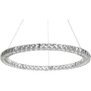 Hanglamp Zilver Kristal Staal Ingebouwde LED-verlichting Ring Ronde Vorm Hangende Moderne Glamour Verlichting