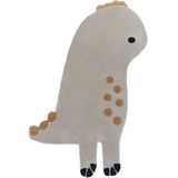 Kindertapijt vloerkleed wol grijs 100 x 160 cm handgemaakt dinosaurus vorm kinderkamer speelkamer