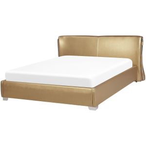 Waterbed 160 x 200 cm goud leer met accessoires hedendaags