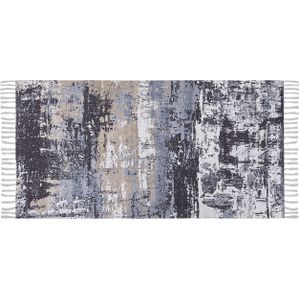 Vloerkleed Multicolour Polyester en Katoen 80 x 150 cm Handgeweven Vloermat Met Abstract Motief