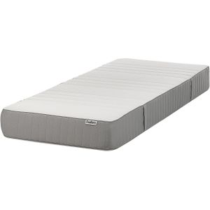 Gelschuim matras hard stevig wit/grijs 80 x 200 cm eenpersoons afneembare hoes polyester slaapkamer accessoires