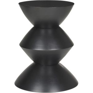 Bijzettafel zwart tafeltje ronde vorm mangohout woonkamer gang slaapkamer hal modern ontwerp