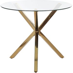 Eettafel Goud Gehard Glas Blad Rond ⌀ 90 cm Capaciteit 4 Persoons Modern ontwerp