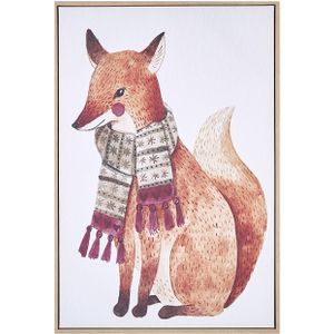 Canvas art print bruin MDF frame 93 x 63 cm modern motief vos dier voor kinderen