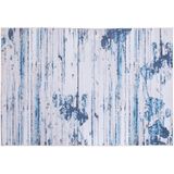 Vloerkleed blauw/beige polyester 140 x 200 cm abstract verouderde look