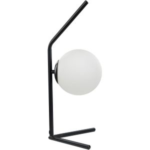 Tafellamp zwart glas schaduw ijzeren staaf 47 cm frame enkel licht modern design woonkamer accessoires