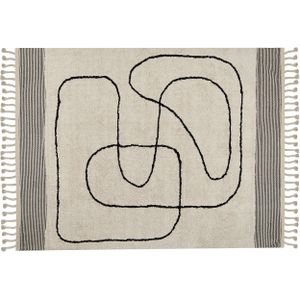 DOKUZ - Laagpolig vloerkleed - Beige - 160 x 230 cm - Katoen