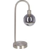 Tafellamp Zilver Staal en Glazen Kap Rond Nachtlamp Bureaulamp Modern Glam Design