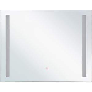 Badkamerspiegel zilver glas met LED-verlichtingstrips aan de zijkant anti condens 60 x 70 cm modern