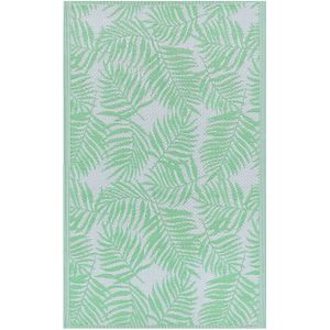 Buitenkleed donkergroen/wit polypropyleen bladprint 120 x 180 cm