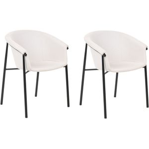 Set van 2 eetkamerstoelen beige gestoffeerd hedendaags modern ontwerp eetkamer zittingen stoelen