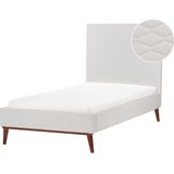 Gestoffeerd bed crème wit fluweel 90 x 200 cm bedframe hoofdbord modern ontwerp slaapkamer
