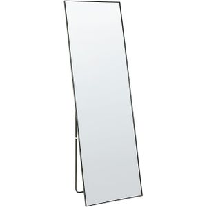 Staande spiegel zwart aluminium frame 50 x 156 cm met standaard modern design ingelijst over de volledige lengte