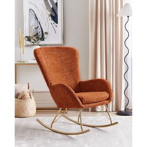 Retro traditionele schommelstoel bouclé stof metalen schommelstoel oranje Anaset