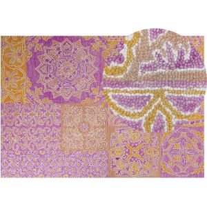 Vloerkleed meerkleurig tapijt wol 160 x 230 cm oosters patroon orientaals woonkamer slaapkamer