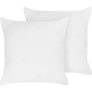 Twee hoofdkussens wit lycocell japara katoen vierkant 80 x 80 cm polyester vulling hoog slaapkamer
