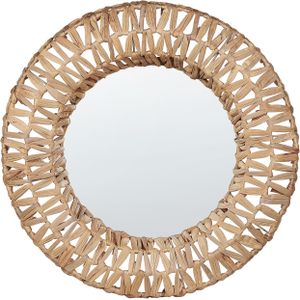 Ronde Wandspiegel Naturel 58 cm met Decoratief Accent in Boho Stijl