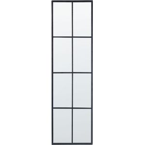 Wandhangende spiegel zwart metaal glas 38 x 132 cm raam vorm metalen frame industrieel modern