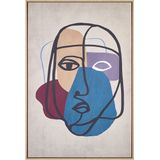 Canvas art print meerkleurig 93 x 63 cm glam abstract gezicht dame MDF frame eclectisch modern