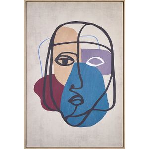 Canvas art print meerkleurig 93 x 63 cm glam abstract gezicht dame MDF frame eclectisch modern