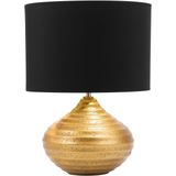 Tafellamp goud keramiek 42 cm stoffen lampenkap zwart vaasvorm modern ontwerp